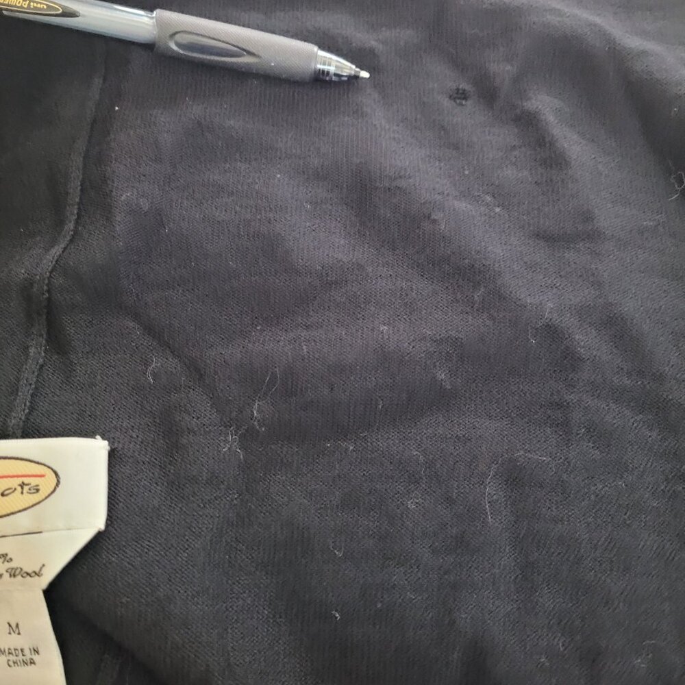 Vintage Talbots 100% Merino Wool Open Front Black Cardigan Medium - Picture 6 of 6